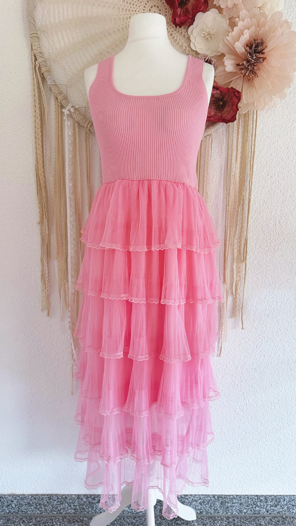 ROMANTISCHES TÜLLKLEID IN ROSA - ONE SIZE -