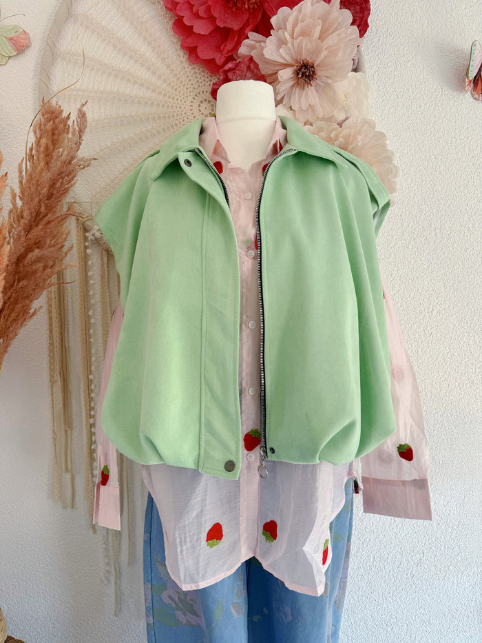 STYLISCHE WESTE IM OVERSIZE-LOOK IN APFELGRÜN - ONE SIZE -
