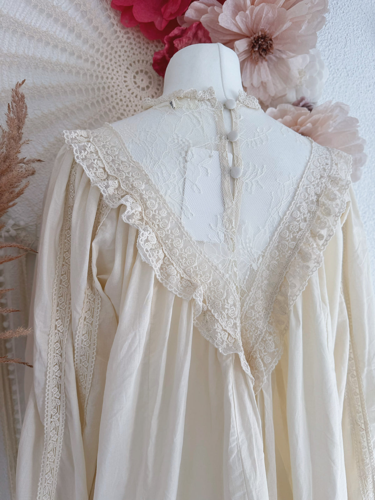 BOHO-SPITZEN-TUNIKA IN CREME - VERSCH. GRÖßEN -