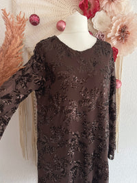 BEZAUBERNDES PAILLETTENKLEID MIT SCHLEIFE IN BRAUN - ONE SIZE -