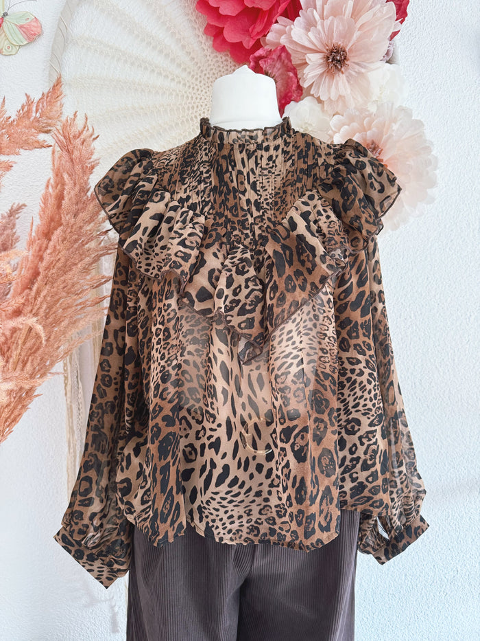 TUNIKA MIT RÜSCHEN IN LEO - VERSCH. GRÖßEN