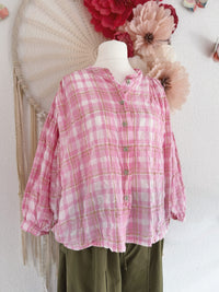 OVERSIZED BLUSE MIT KAROMUSTER - ONE SIZE -