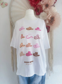 T-SHIRT MIT COWBOYHÜTEN IN WEIß - ONE SIZE -