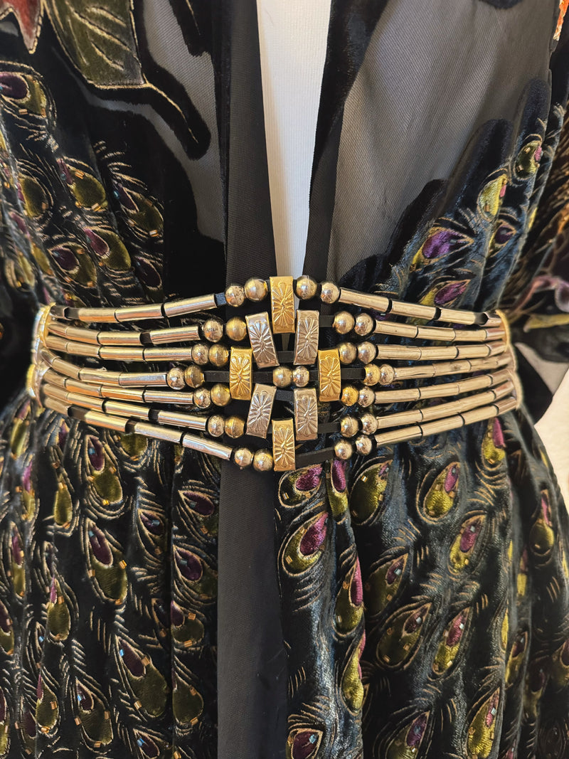 VINTAGE GÜRTEL MIT METALLSTÄBCHEN-OPTIK