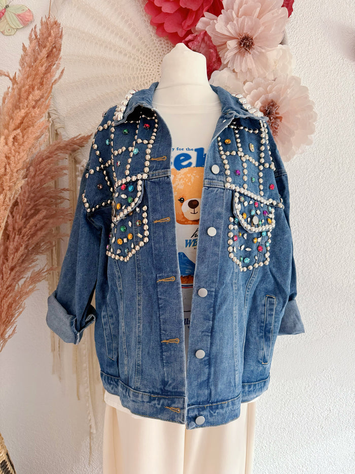 STATEMENT-JEANSJACKE MIT ALLOVER-VERZIERUNG - ONE SIZE -