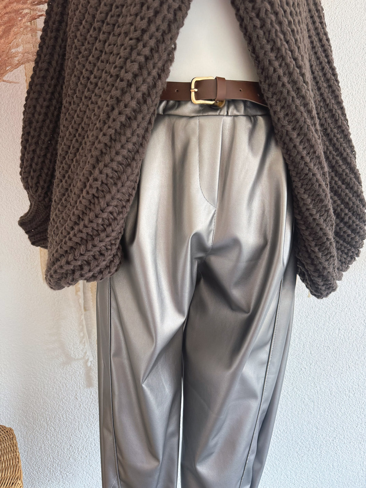 KUNSTLEDERHOSE IN SILBER METALLISCH - ONE SIZE -