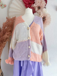 WEICHE & KUSCHELIGE STRICKJACKE MIT LILA - ONE SIZE -