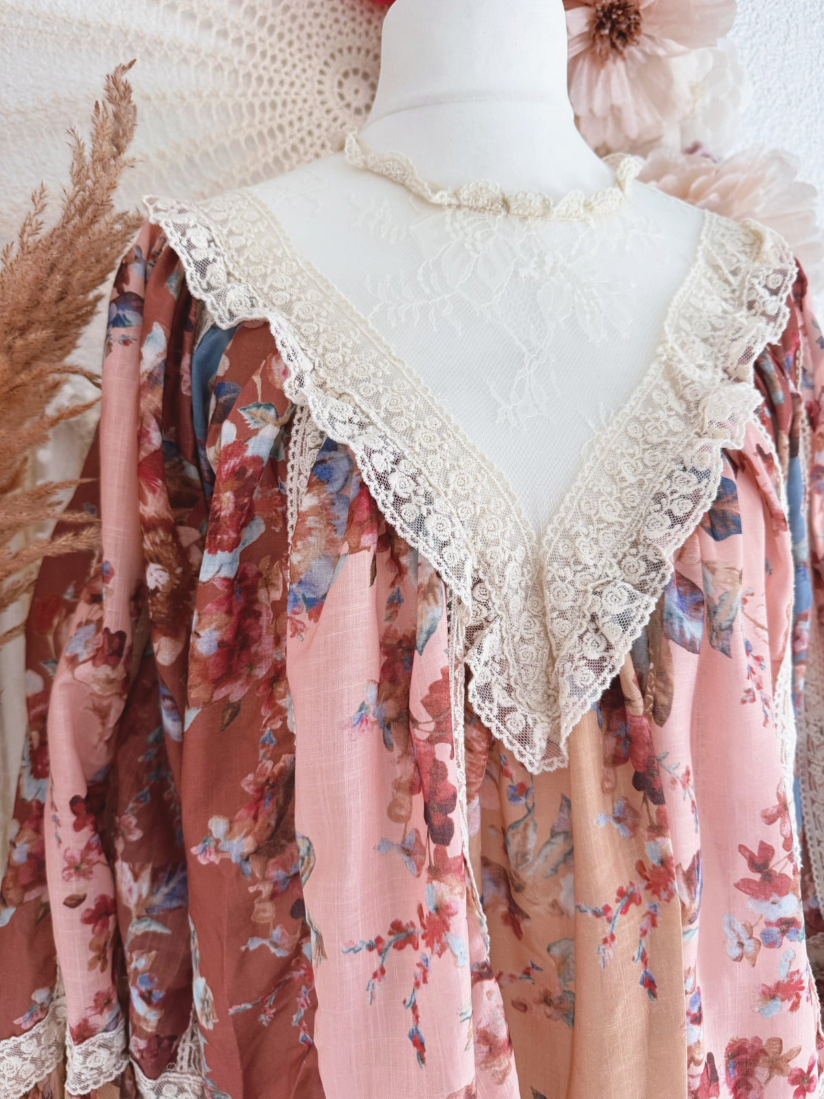 BOHO-TUNIKA IM FLORAL-PATCHWORK-DESIGN - VERSCH. GRÖßEN