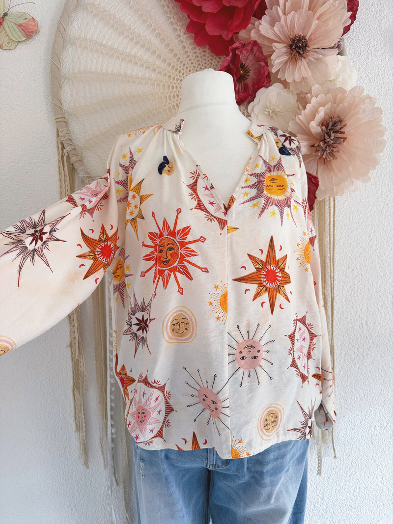 TUNIKA MIT MYSTISCHEM SONNENPRINT - ONE SIZE -