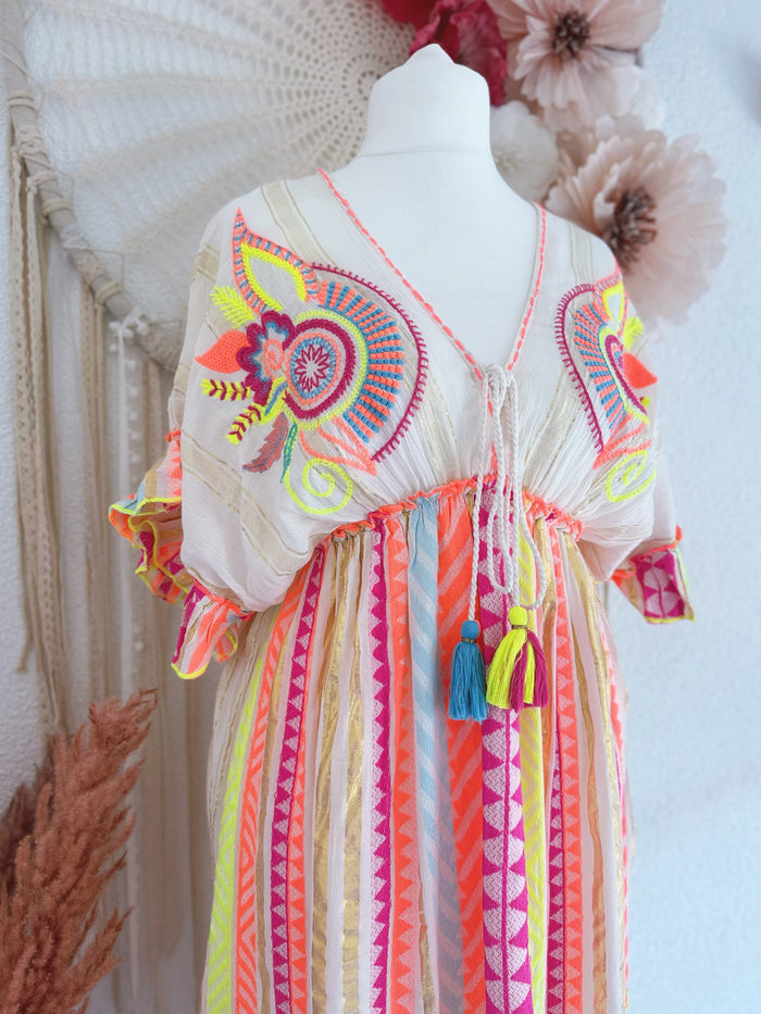 SOMMERLICHES BOHOKLEID IN BUNTEN FARBEN - VERSCH. GRÖßEN