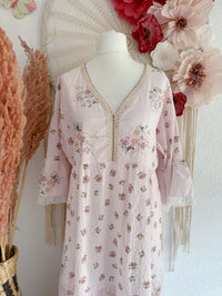 BEZAUBERNDES MIDIKLEID IM VINTAGE-STIL IN ROSA - ONE SIZE -
