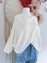 FEINSTRICKPULLOVER IN WICKELOPTIK IN WEIß - ONE SIZE -