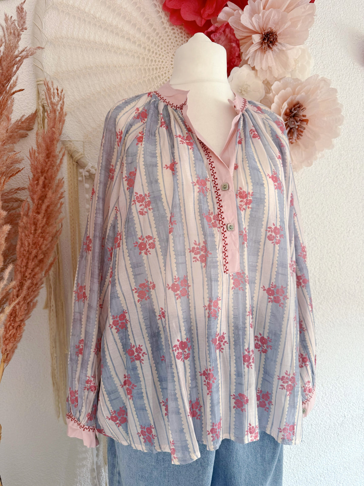 TUNIKA MIT STREIFEN & BLÜTENPRINT - ONE SIZE -