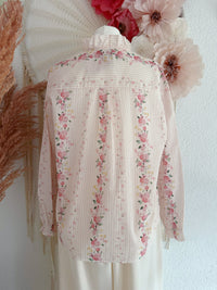 ROMANTISCHE BLUSE MIT ROSEN-PRINT & VOLANTS - ONE SIZE -