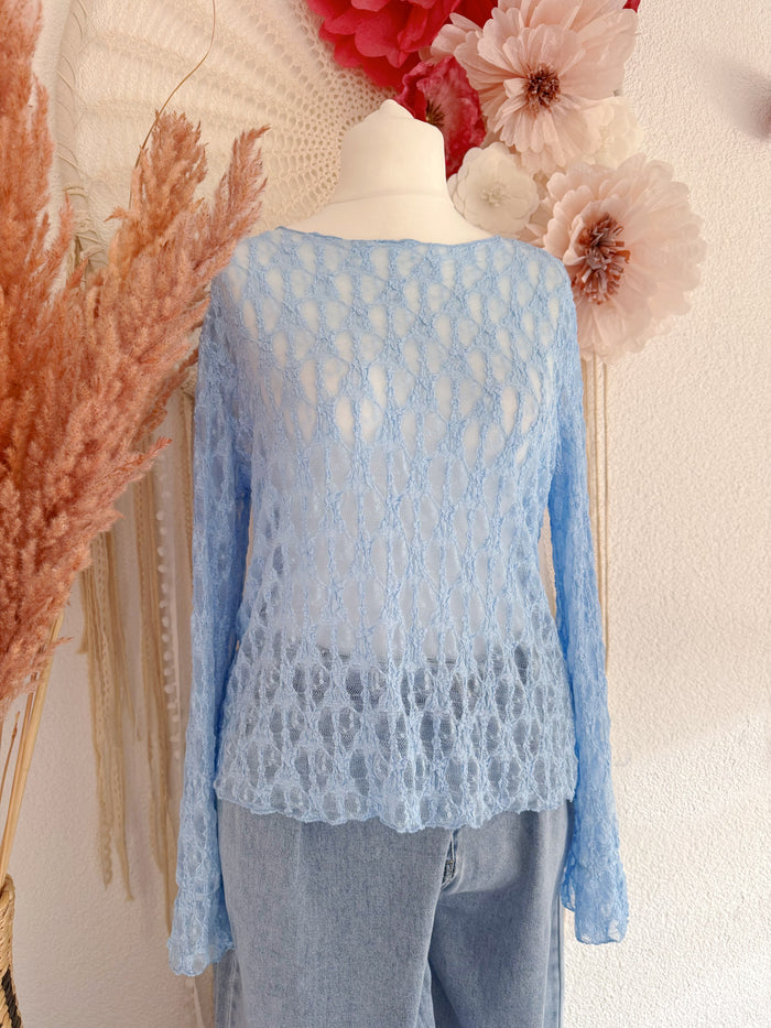 ELEGANTES MESH-OBERTEIL IN BLAU - ONE SIZE -