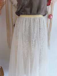 TÜLLROCK MIT PAILLETTEN IN CREME - ONE SIZE -