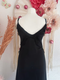 SATINIERTES SLIP-DRESS IN SCHWARZ - ONE SIZE -