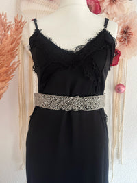 PERLENBESTICKTER GÜRTEL IN SCHWARZ/SILBER - VERSCH. GRÖßEN