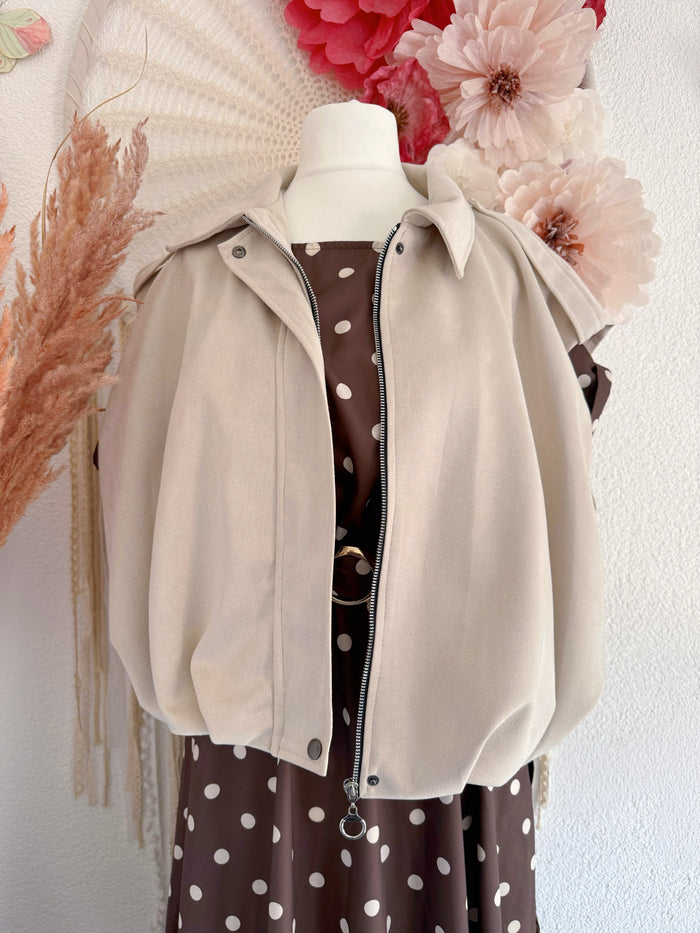 STYLISCHE WESTE IM OVERSIZE-LOOK IN BEIGE - ONE SIZE -