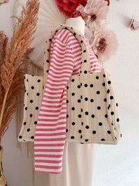 GESTEPPTE SHOPPER-TASCHE MIT POLKA-DOT DESIGN
