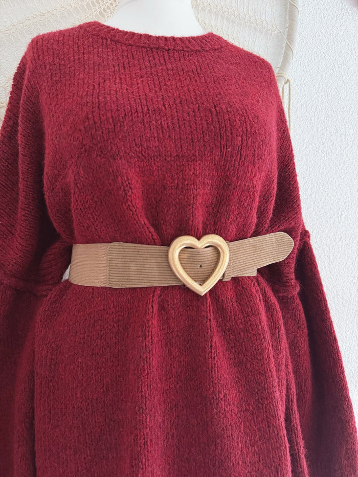 ELASTISCHER TAILLENGÜRTEL MIT HERZSCHNALLE & CORD IN TAUPE - VERSCH. GRÖßEN