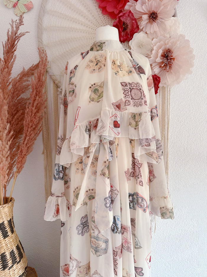 VERSPIELTES CHIFFONKLEID MIT VINTAGE-CHARM - VERSCH. GRÖßEN -