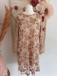 BEZAUBERNDES PAILLETTENKLEID MIT SCHLEIFE IN NUDE - ONE SIZE -
