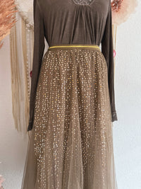 TÜLLROCK MIT PAILLETTEN IN BRAUN - ONE SIZE -