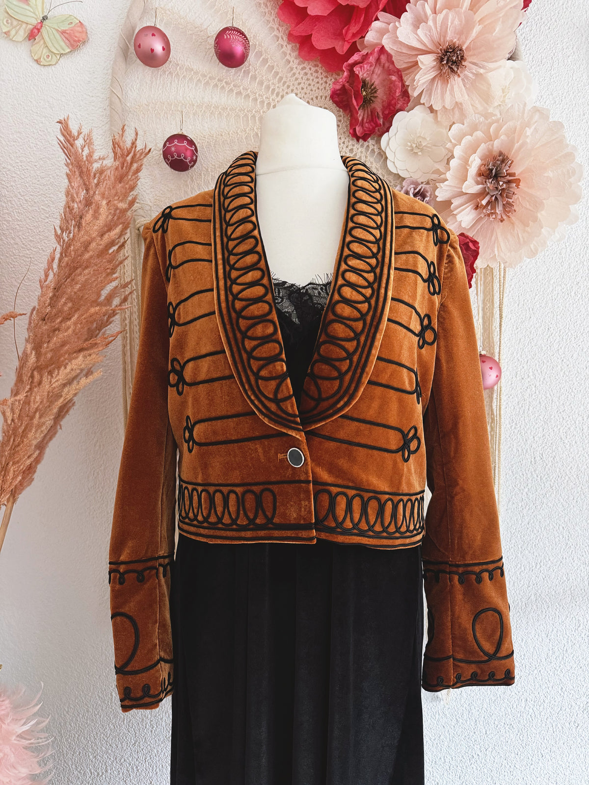 SAMTJACKE IM MILITARY-STIL IN BERNSTEIN - VERSCH. GRÖßEN