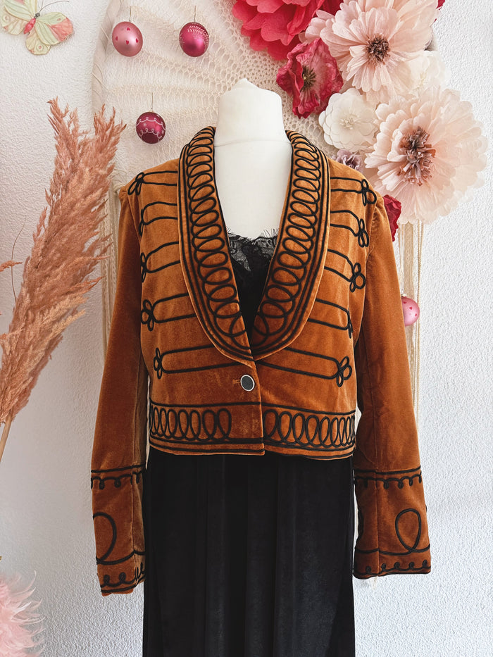 SAMTJACKE IM MILITARY-STIL IN BERNSTEIN - VERSCH. GRÖßEN