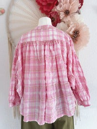 OVERSIZED BLUSE MIT KAROMUSTER - ONE SIZE -