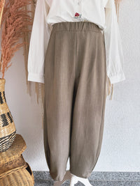 ELEGANTE STOFFHOSE IN MELIERTEM TAUPE - ONE SIZE -