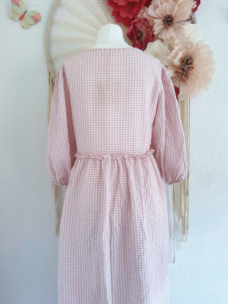 MAXIKLEID MIT KAROMUSTER IN ZARTEM ROSÉ - ONE SIZE -