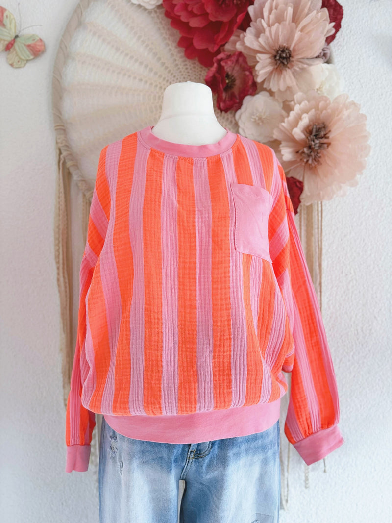 CASUAL MUSSELIN-SWEATER IN ORANGE - ONE SIZE -