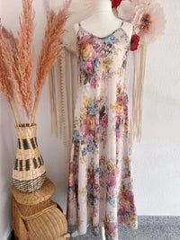 SLIP-DRESS MIT ROMANTISCHEM GOBELINPRINT IN BLAU/ROSA - ONE SIZE -