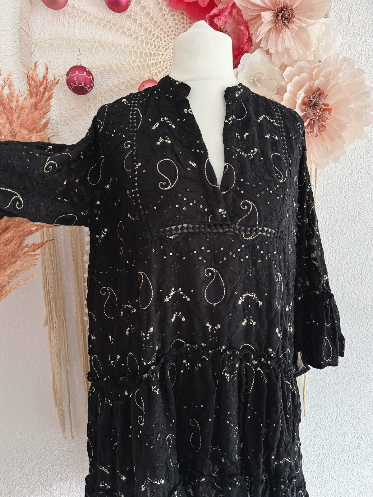 FUNKELNDES TUNIKAKLEID MIT PAILLETTEN UND BESTICKUNGEN - ONE SIZE -