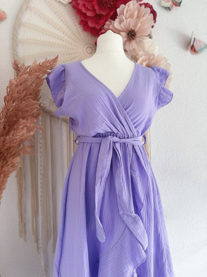 SOMMERKLEID AUS MUSSELIN IN LILA - ONE SIZE -