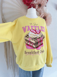 SWEATER MIT WAFFEL PRINT IN GELB - ONE SIZE -