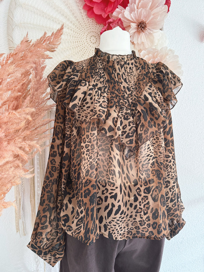 TUNIKA MIT RÜSCHEN IN LEO - VERSCH. GRÖßEN