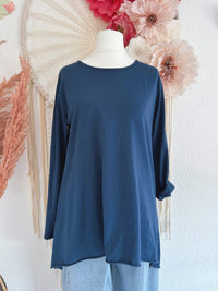 BASIC-LANGARMSHIRT IN DUNKELBLAU  - ONE SIZE -