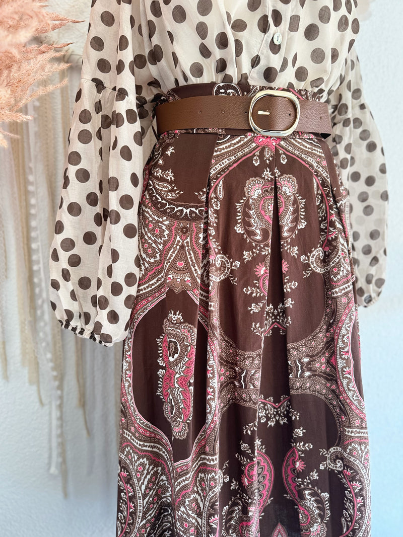 MIDIROCK MIT PAISLEYMUSTER IN HERBSTFARBEN  - ONE SIZE -