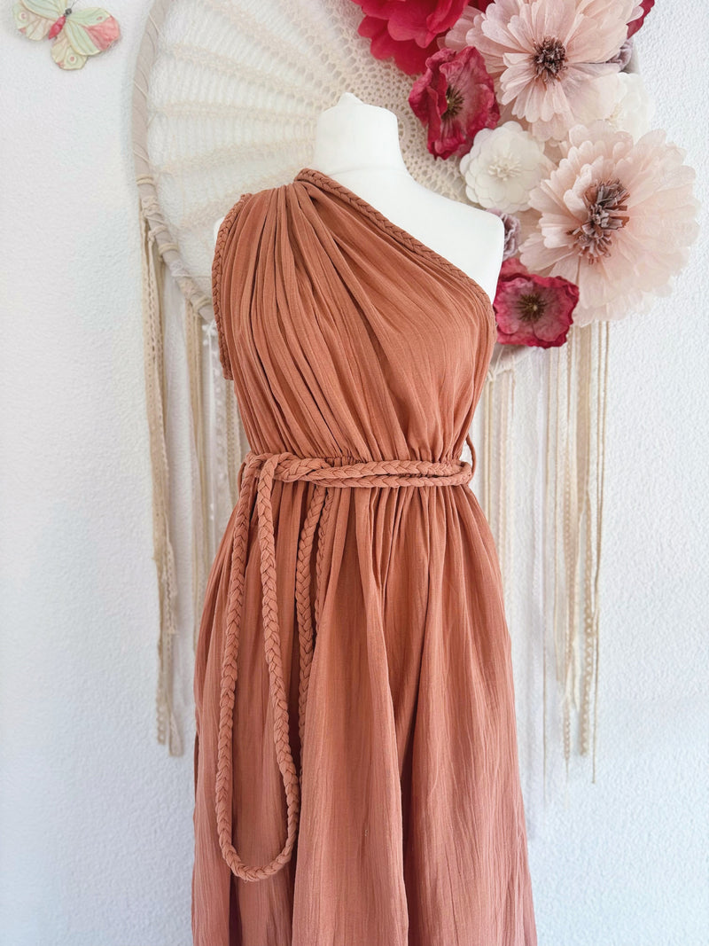 ONE-SHOULDER KLEID IN ROST - ONE SIZE -