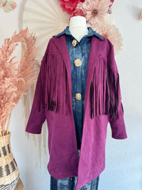BLAZER MIT FRANSEN IN AUBERGINE - ONE SIZE -