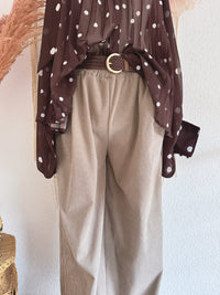 WEITE CORDHOSE MIT GÜRTEL IN BEIGE - ONE SIZE -