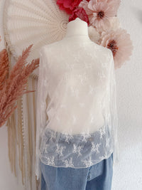 ZARTES SPITZEN-LANGARMSHIRT IN WEIß - ONE SIZE -