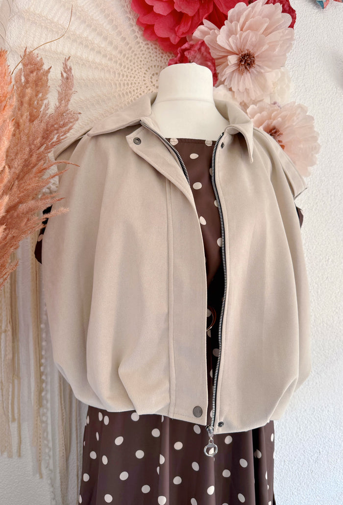 STYLISCHE WESTE IM OVERSIZE-LOOK IN BEIGE - ONE SIZE -