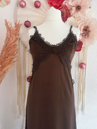 SATINIERTES SLIP-DRESS IN BRAUN - ONE SIZE -