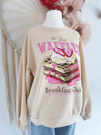 SWEATER MIT WAFFEL PRINT IN BEIGE - ONE SIZE -