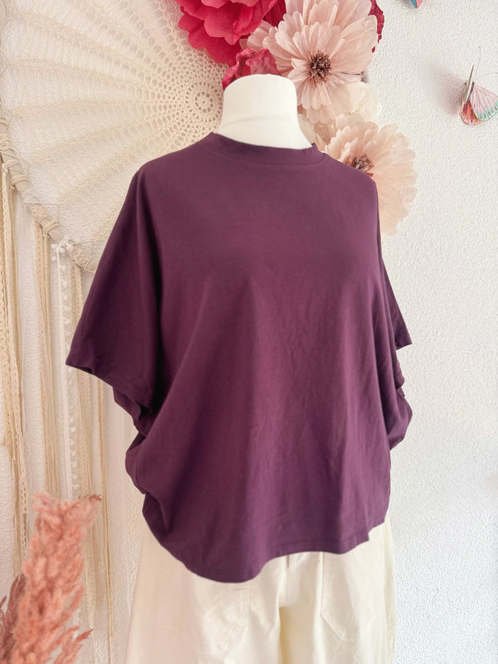 BASIC T-SHIRT IN AUBERGINE - ONE SIZE -