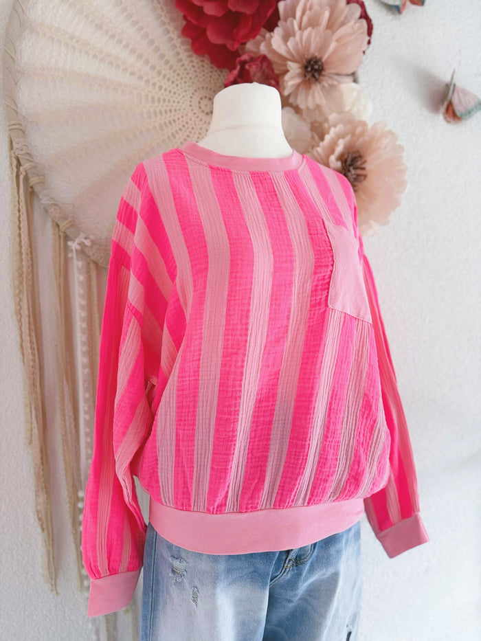 CASUAL MUSSELIN-SWEATER IN PINK - ONE SIZE -